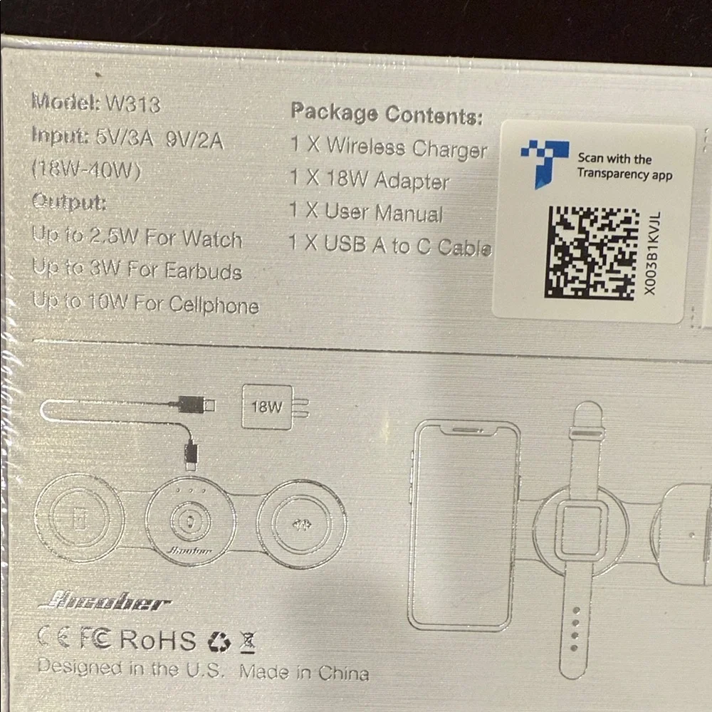 Silver 3-in-1 Wireless Charger